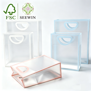 Bolsas <span class=keywords><strong>de</strong></span> Regalo <span class=keywords><strong>de</strong></span> Plástico OPP Transparente Esmerilado con Asa Troquelada, Bolsas <span class=keywords><strong>de</strong></span> Mano <span class=keywords><strong>Mate</strong></span> Transparentes para Fiestas y Empaques Minoristas - Product Image 2