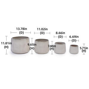 Mdj Ensemble de 4 pots de fleurs en céramique ronds émaillés, pour l'intérieur et l'extérieur, style moderne minimaliste, pour la maison et le jardin - Product Image 4