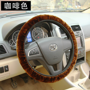 Plush Steering Wheel Cover Beige 38cm Warm Winter Non Slip Car Accessory - Product Image 2