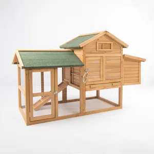 Copa de galinha de madeira sólida, fácil de limpar, ao ar livre, casa com fio e cerca