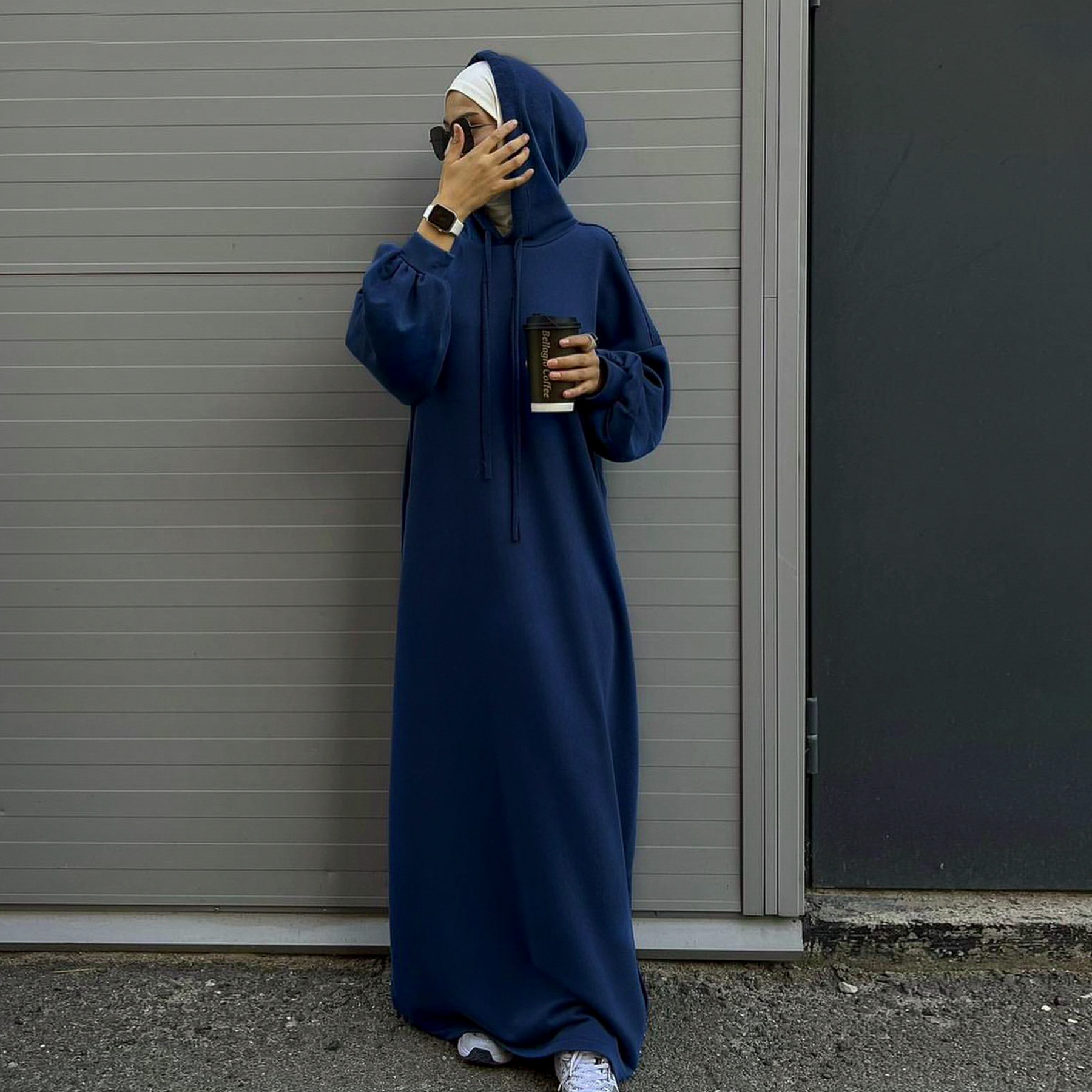 sachin and babi light blue dress Women's Long Sleeve Maxi Dress Muslim Essential Abaya Flowy Casual Kaftan  Dress Arabic Style Casual Dress main image 0