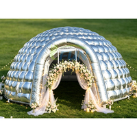 Dôme Gonflable Géant Luxe Argenté Métallisé avec Éclairage LED pour Mariages, Événements et Location en Boîte de Nuit