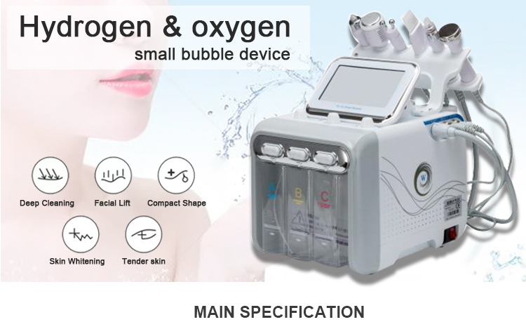 2022 new design first generation 6 In 1 H2o2 Small Bubble Facial Machine Oxygen Jet Peel Facial