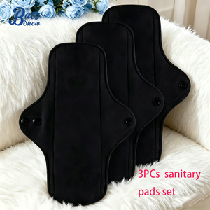Ensemble de 3 serviettes hygiéniques lavables en coton respirant, confort supérieur, <span class=keywords><strong>protection</strong></span>, choix plus sain pour les femmes, école, université - Product Image 1