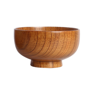 Ensemble de bols en bois de jujube de style japonais, grande taille, vaisselle faite à la main pour adultes et enfants, avec cuillère, baguettes et plateau - Product Image 2