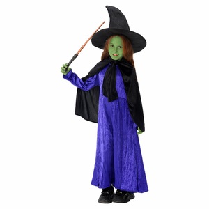 Disfraz de bruja malvada para niños de 8 a 13 años, vestido morado con sombrero y capa, traje de cosplay de Halloween - Product Image 1