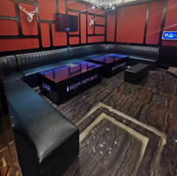 Meubles de salon KTV commerciaux personnalisés en vente chaude, ensembles de canapés en forme de L, canapé d'angle, table basse en bois clair, combinaison pour hôtel, école, salle de sport