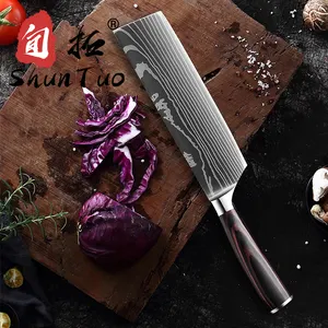 Juego de cuchillos de pelado con diseño de Damasco, utensilios de cocina de chef, santoku, de acero al carbono, 10 unidades