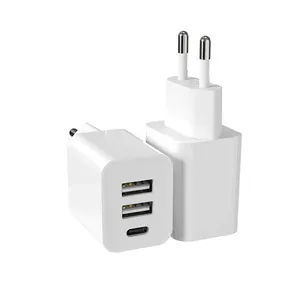 2024 New Product 15W Multiport Charger Adapter Dual USB + PD 3 Ports Phone Type C Charger For Samsung Charger For IPhone