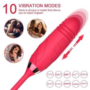 Vibratore rosa ricaricabile da donna con clitoride e G-Spot succhiando e spingendo funzioni per adulti Sex Toy - Product Image 3