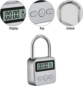 YH2171 Zinc Alloy <strong>Timer</strong> Lock Electronic LCD <strong>Padlock</strong> 99 Hours Max Timing USB Rechargeable Anti-Addiction Study Exam Smart Lock - Product Image 1