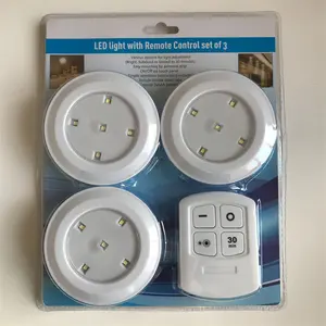 Embalagem em bolha com 3 peças de controle remoto noturno LED para quarto, lâmpada LED personalizada com 3 sensores de luz noturna