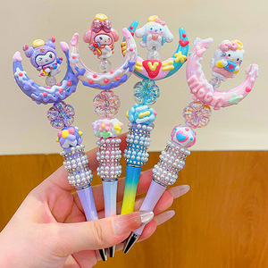 <span class=keywords><strong>Stylo</strong></span> Gel Rotatif DIY Kuromi Moon Pen, Papeterie Mignonne Dessin Animé avec Perles et Strass, <span class=keywords><strong>Stylo</strong></span> Bille My Melody Cinnamoroll - Product Image 4