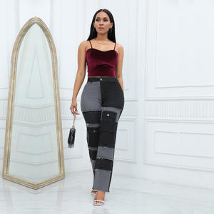 Jeans da <span class=keywords><strong>Donna</strong></span> a Vita Alta Elasticizzati <span class=keywords><strong>con</strong></span> Gamba Larga e Decorazione Tasche <span class=keywords><strong>Pantaloni</strong></span> a Zampa Casual Streetwear - Product Image 2