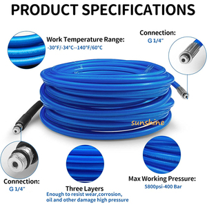 SS 15M/50Ft tuyau de laveuse à <span class=keywords><strong>haute</strong></span> <span class=keywords><strong>pression</strong></span> tuyau de nettoyage de l'eau de vidange d'égout nettoyeur de tuyau avec adaptateur Nilfis <span class=keywords><strong>Lavor</strong></span> Bosc - Product Image 5