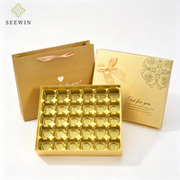 Coffret Cadeau de Chocolats de Luxe SEEWIN, Ensemble de 3 Pièces, Boîte d'Emballage de Chocolats Floraux pour la Saint-Valentin avec Sac Cadeau