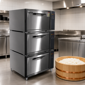 Vaporera de Arroz Comercial FUJIMAK, Cocedor de Arroz <span class=keywords><strong>para</strong></span> <span class=keywords><strong>Sushi</strong></span>, 90 kg/lote, Gabinete Eléctrico de 3 Capas <span class=keywords><strong>para</strong></span> Cocina Central - Product Image 3