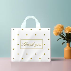Thank You Plastic Shopping <b>Bag</b> <b>Small</b> With Handles Dot Pattern For Party Retail Use - Product Image 3