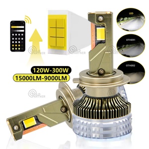 Tùy chỉnh <span class=keywords><strong>Led</strong></span> siêu sáng HI/Chùm thấp 300 watt H4 <span class=keywords><strong>Led</strong></span> Đèn Pha cho xe màu sắc kép Flash ứng dụng điều khiển <span class=keywords><strong>LED</strong></span> xe đèn pha - Product Image 2