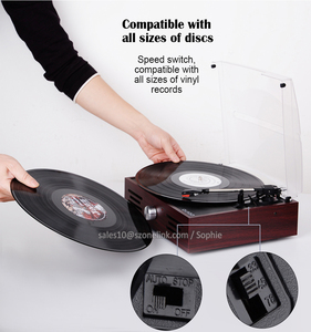 Tourne-disque <span class=keywords><strong>vinyle</strong></span> <span class=keywords><strong>optique</strong></span> vintage avec Bluetooth, 3 vitesses, tourne-disque avec haut-parleurs - Product Image 5