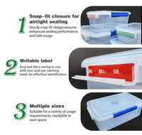 Boîte de conservation alimentaire en plastique transparent avec couvercle hermétique, récipient de préparation pour restaurant, pour réfrigérateur, organisation de la cuisine