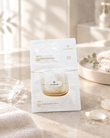 Pochette intégrée double compartiment 2-en-1, compatible avec les crèmes liquides et les masques solides en feuille, emballage d'échantillons de marque cosmétique