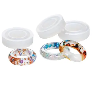 Cetakan silikon cincin perhiasan Semi silinder cetakan tetes cincin melengkung alat cetakan kue DIY buatan tangan Resin silikon lipat