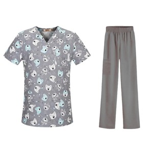 ชุดเครื่องแบบทางการแพทย์ยืดเข้ารูปเสื้อคอวีกางเกงวิ่งพร้อมกระเป๋าใส่ของในโรงพยาบาล - Product Image 2