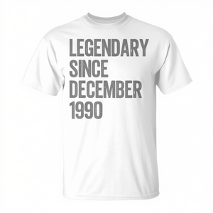 T-shirt unisexe en coton à col rond et manches courtes pour adulte, légendaire depuis décembre 1990, cadeau d'anniversaire - Product Image 2