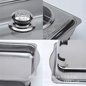 Plat à chafing en acier inoxydable avec couvercle et poignées pour usage hôtelier, matériau de qualité 304 - Product Image 2