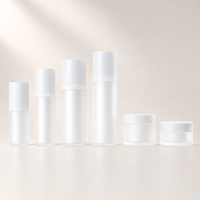 Ensemble d'emballages cosmétiques de haute qualité en plastique rose, vert et blanc à double couche, flacon de lotion, sérum et crème en plastique givré AS