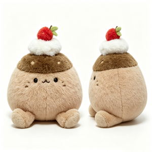 Peluche personnalisée douce et moelleuse sur le thème des aliments, Pudding en peluche avec cerise sur le dessus, Adorable peluche dessert cerise - Product Image 1