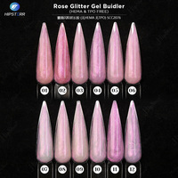 Gel dur rose pailleté sans HEMA ni TPO, gel de construction rose pailleté, gel d'extension d'ongles rose aurore pour salon professionnel