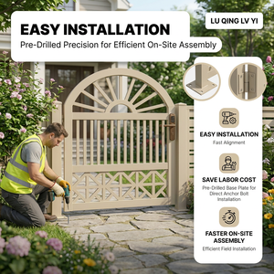 Portail de jardin arqué en aluminium thermolaqué avec panneau découpé au laser, serrure intelligente, sans rouille, taille personnalisée pour cour de villa - Product Image 4