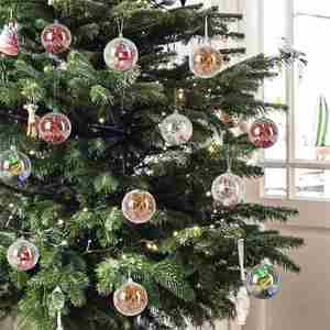Factory Clear Transparent Plastic Hollow Round Ball <b>Beaded</b> Sequined Design Environment-Friendly Hanging Christmas Tree Ornament - Product Image 2