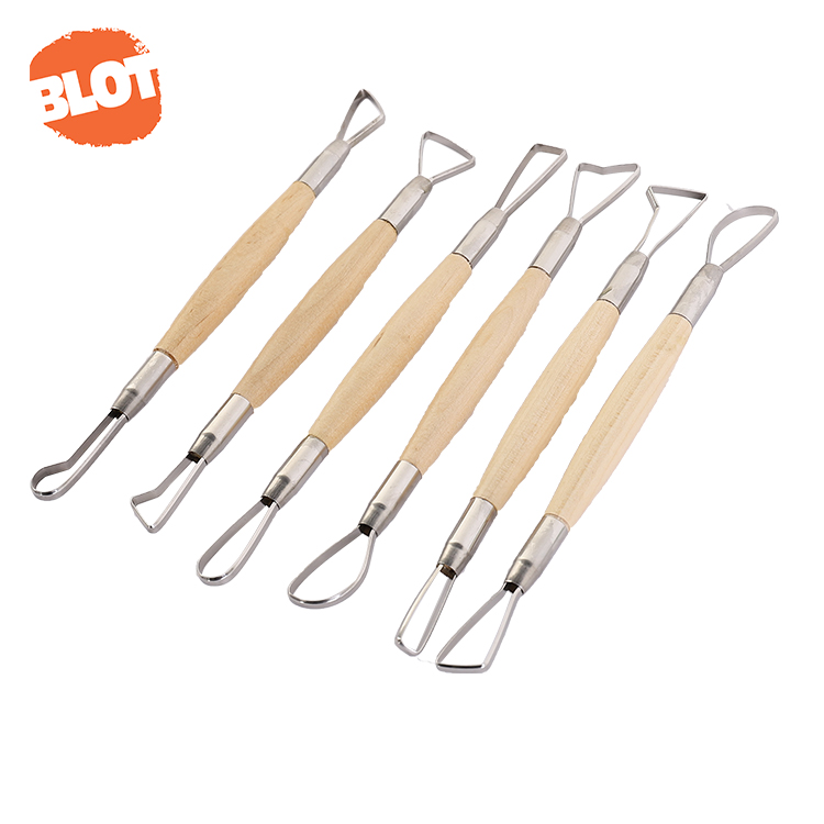 Промокните JR2-1 с деревянной ручкой из нержавеющей петли лента глиняных скульптур, набор инструментов