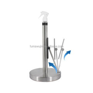 מתלה מתכת נירוסטה נתיק נייר גלגול עם משאבת ספריי פלסטיק מנקה משאבת מחזיק מגבת נייר יוקרה - Product Image 5