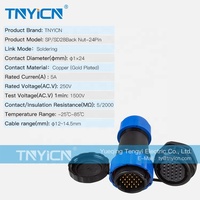 Tuerca trasera SD28 de 24 pines 5A, Panel de montaje de plástico roscado IP68, conector de alimentación Circular impermeable, M28