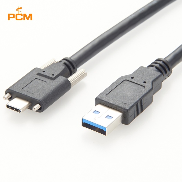USB3.0 Type a to USB3.1 Type C Dual Screw Locking Cable 5Gbps for Industrial Camera Machine Vision,USB3.0 Panel Mount Data Cable