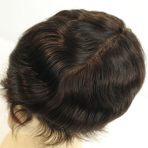 Protesi capillare da <span class=keywords><strong>uomo</strong></span> in capelli umani indiani, con base in pizzo e PU, sistema Q6. - Product Image 5