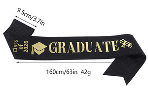 Fascia da laurea glitterata Classe 2026, Fascia da spalla per cerimonia, Cintura da laureato in tessuto glitterato per festa di laurea - Product Image 6