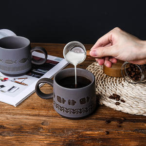 Taza de café de cerámica rústica Vintage estilo japonés de gran capacidad microondas lavavajillas <span class=keywords><strong>seguro</strong></span> uso en fiestas marca de <span class=keywords><strong>ama</strong></span> de llaves de porcelana - Product Image 3