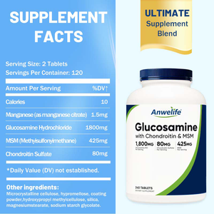 Suplemen Sendi Tulang Halal OEM Kapsul MSM Glukosamin Kondroitin Tablet 1800mg - Product Image 2