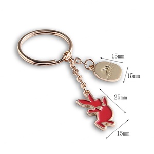 Hot Selling Custom Red Rabbit Cartoon Dancing Gold Plated Soft Enamel Metal <b>Keychain</b> - Product Image 3