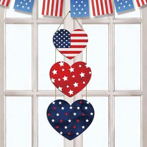 Letrero Colgante de Madera con Bandera Americana de 3 Niveles en Forma de Corazón, Decoración Patriótica para el Hogar del 4 de Julio, Decoración para Fiesta del Día de la Independencia - Product Image 1