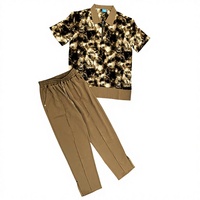 Ensemble 2 pièces décontracté d'été pour homme en polyester 260 GSM, motif tie-dye abstrait, avec pantalon à cordon de serrage, vente en gros OEM, grande taille africaine