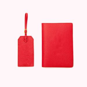 Hot Selling Saffiano Leather <b>Passport</b> <b>Holder</b> Cover Luggage Tag Set - Product Image 1