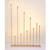 10 têtes stand maison chandelier métal or Table pièce maîtresse passerelle pilier lumière LED pour la décoration de scène de mariage