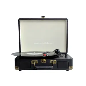 Leitor de gravação giratório de vinil, profissional, vintage, multicolor, 3 velocidades, cinto drive, mala portátil, gramophone semi-automático