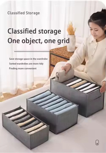 Boîtes de rangement pliables de haute qualité pour armoire, cubes de rangement transparents avec séparation en maille visible pour vêtements, tiroirs, pantalons et jeans - Product Image 3